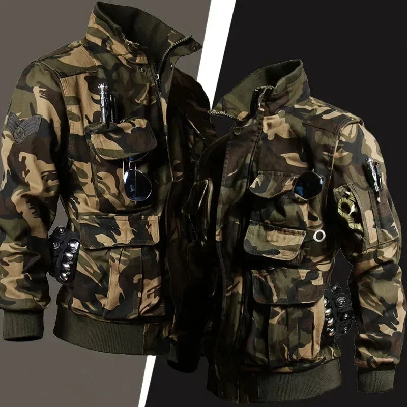 CamSolomon-Ensemble veste et pantalon cargo multi-poches pour homme, résistant à l'usure, coupe-vent, imbibé, entraînement en plein air, chasse, nouveau, 2 pièces