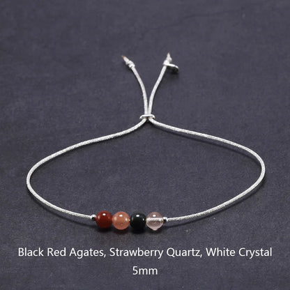Bracelet en pierre de lune fait à la main, corde fine avec cristal naturel, perles en argent Sterling 925, Bracelets personnalisés pour femmes