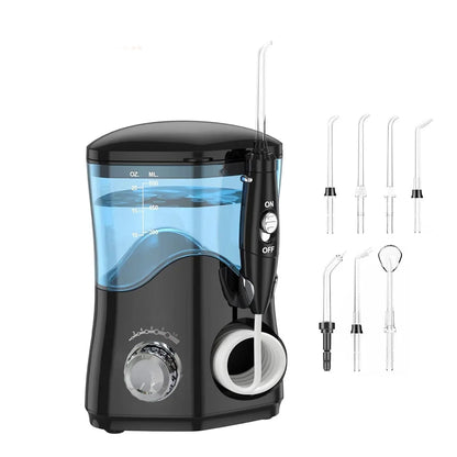 Hydropulseur professionnel 600ML avec 7 buses, irrigateur buccal à haute impulsion pour le blanchiment des dents, les accolades, les Implants, soins des gencives portables