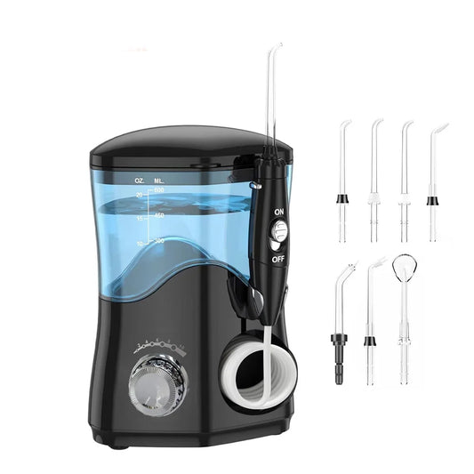 Hydropulseur professionnel 600ML avec 7 buses, irrigateur buccal à haute impulsion pour le blanchiment des dents, les accolades, les Implants, soins des gencives portables