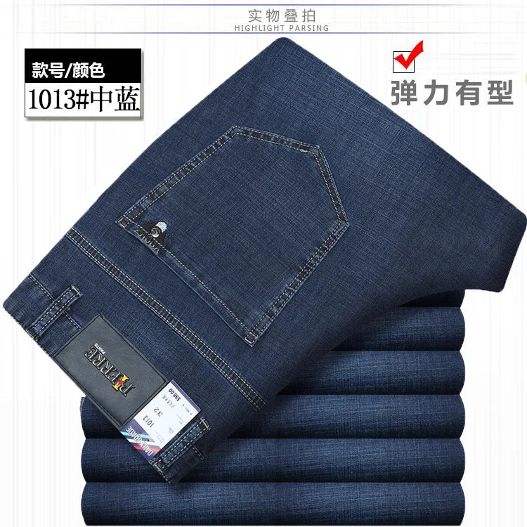 Jean Denim Fin pour Homme, Pantalon Droit, Décontracté, Bleu, Noir, Gris, Vêtements d'Été, Taille 40 42