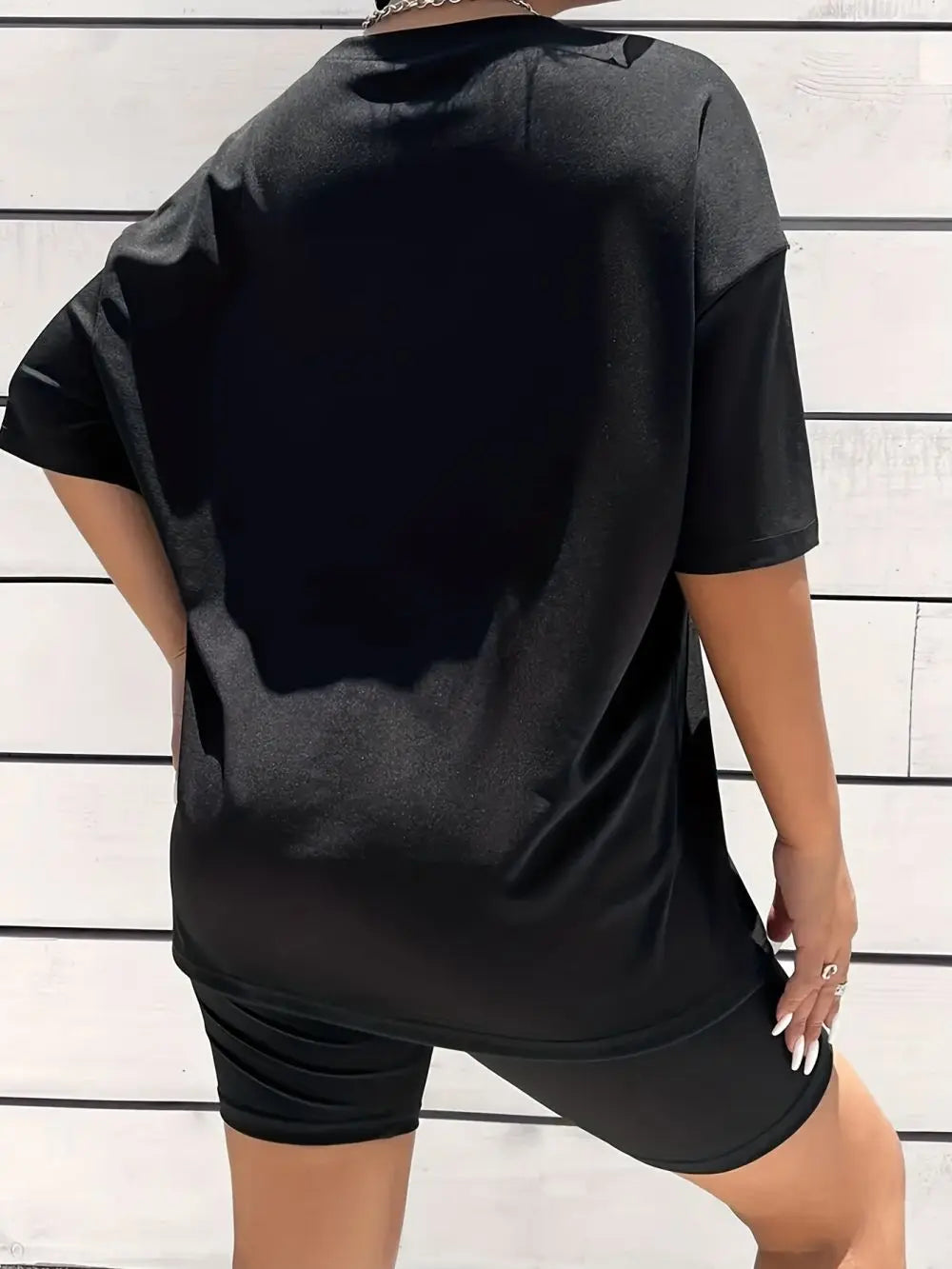 Ensemble deux pièces imprimé lettre New York Brooklyn pour femme, manches courtes, mode décontractée, col rond, vêtements d'été