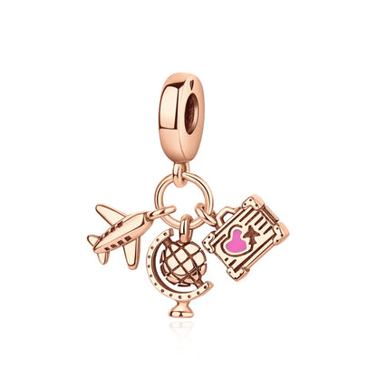 Original 925 en argent Sterling breloque perle arbre généalogique maman pendentif chaîne de sécurité breloques or Rose ajustement marque Bracelets bijoux à bricoler soi-même