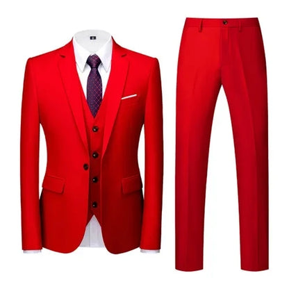 Costume vert clair pour Homme, 3 pièces (veste + pantalon + gilet), noir, gris, rouge, Terno Masculino, mode Slim, taille asiatique M-6XL