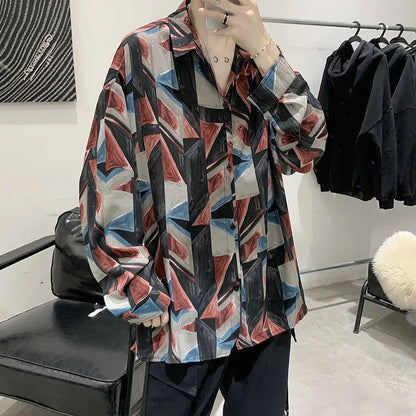 Chemises à col rabattu à manches longues pour hommes, impression Aadt, beau printemps, mode d'été mince, streetwear décontracté, vêtements à boutons