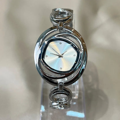 montre à Quartz horloge de luxe or Rose argent Vintage