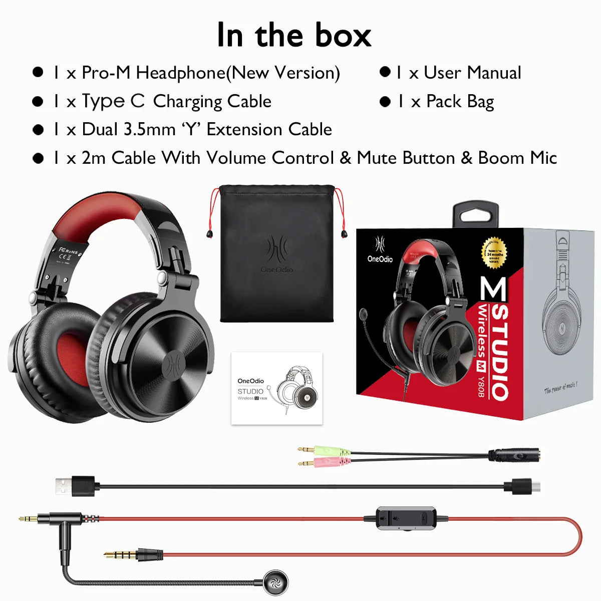 Oneodio 110h casque sans fil Bluetooth 5.2 + casque de jeu filaire 2 en 1