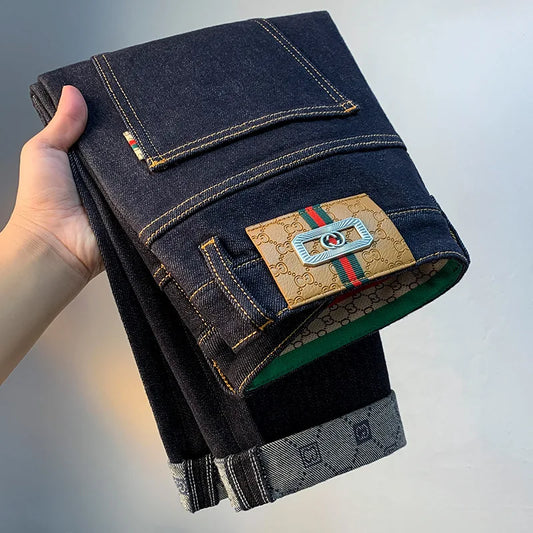 Jeans College décontractés de luxe abordable pour hommes, denim mince pour document primaire, haut de gamme, abordable, automne, nouveau