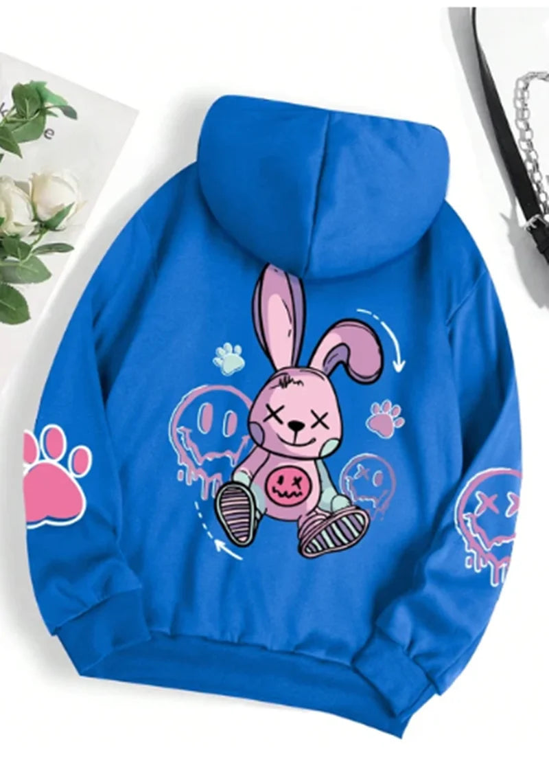 Sweats à capuche surdimensionnés College pour femmes, Hip Hop, Streetwear décontracté, Sweat à capuche Smile, Nouveau, PVD, Automne, Hiver