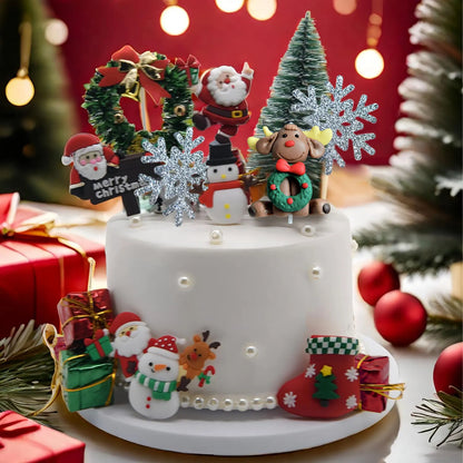 Décoration de Gâteau de Noël, Bonhomme de Neige, Arbre, Chi, 30 Pièces