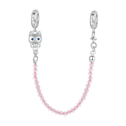 Meilleure vente 100% argent Sterling 925 la clé de coeur silicone sécurité chaîne breloque Wostu Original perles Bracelet bijoux CQC606