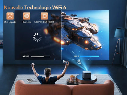 Projecteur TOPTRO 4K Android 9.0 26000 Lumens natif 1080P WiFi6 projecteur Bluetooth mise au point automatique/Keystone cinéma maison extérieur