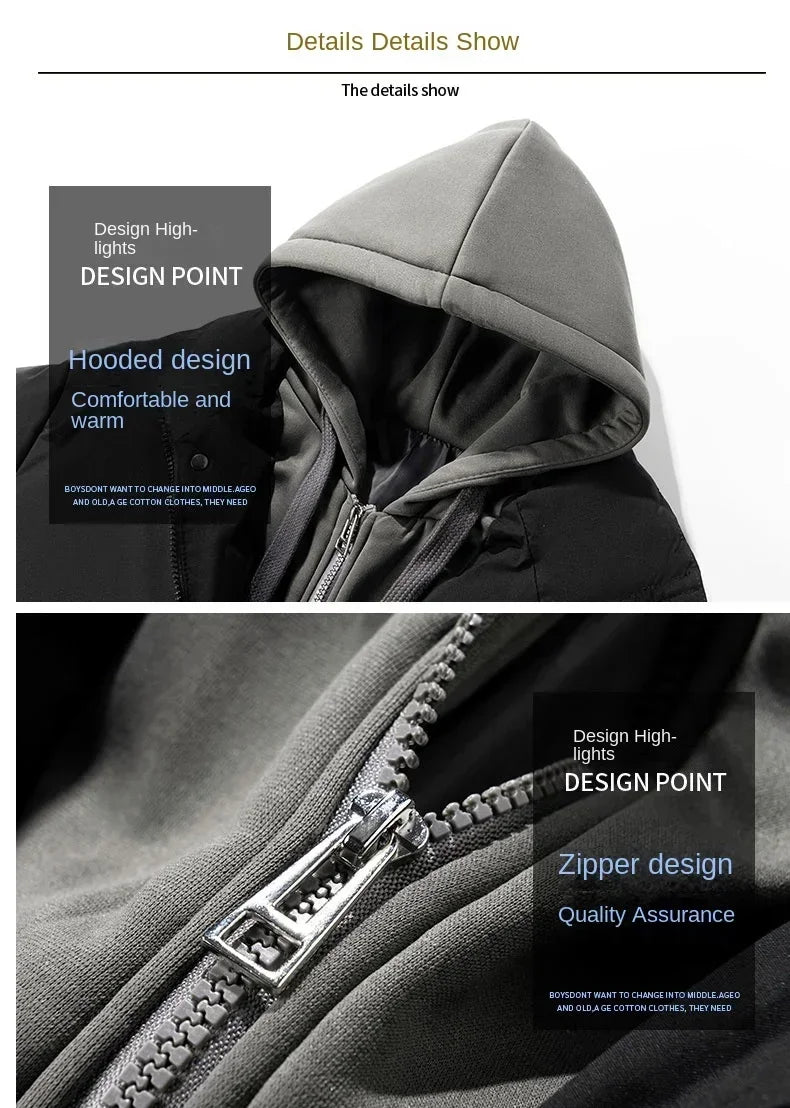 Hommes à capuche coton Coat2024 nouveau décontracté à capuche faux deux pièces conception vers le bas coton chaud Parka Style coréen épais hommes veste d'hiver