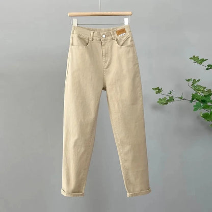 Pantalon en denim taille haute pour femme, style coréen, décontracté, adt ingent Harun, FJLadies, automne, nouveau, 2025