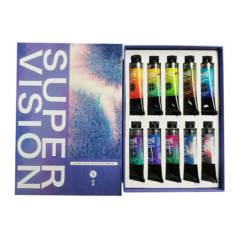 Super Vision – ensemble de tubes de peinture aquarelle en couches, 15ml, 10 couleurs, niveau maître, pour peinture, dessin, fournisseurs d'art
