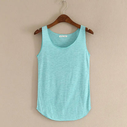 Débardeur de Fitness d'été-T-Shirt ample en coton, grande taille, col rond, Slim, hauts à la mode pour femmes, tenue décontracté
