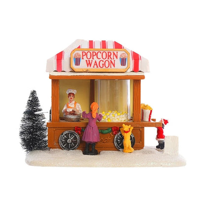 Wagon de pop-corn en résine 4.2 par LED, maison de Noël, scène de village de voiture à manger animée itude, fête de vacances de Noël, brittop, ornement