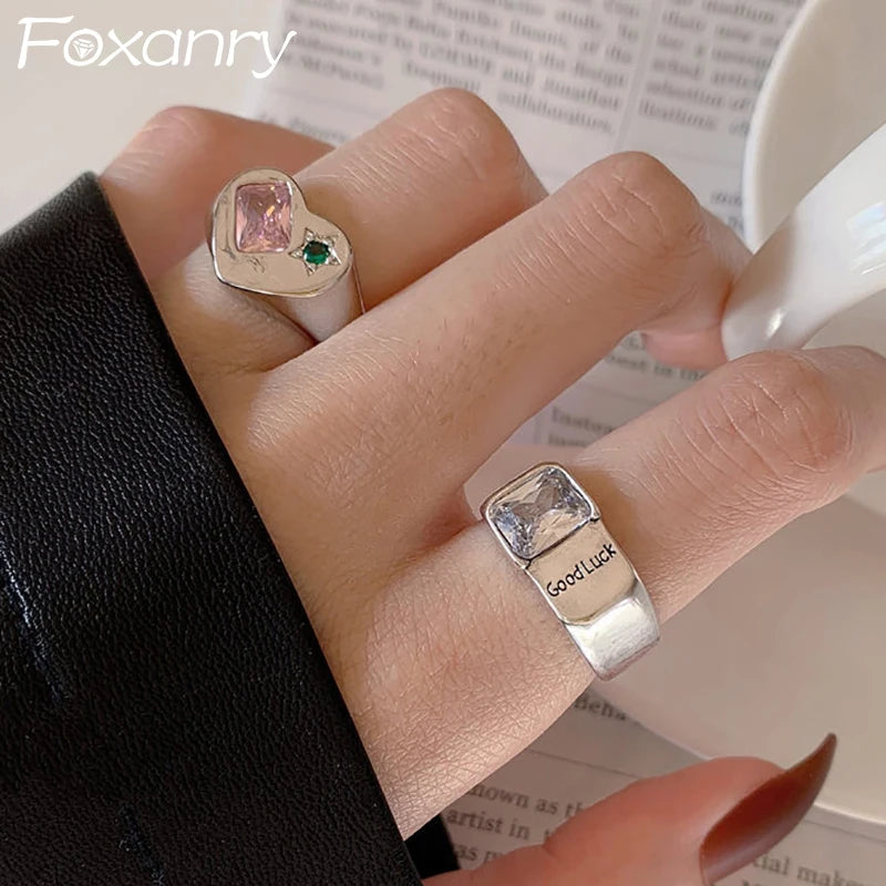 FOXANRY bague argent Sterling étincelant Zircon