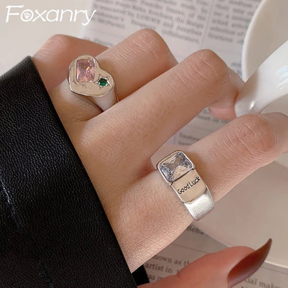 FOXANRY bague argent Sterling étincelant Zircon