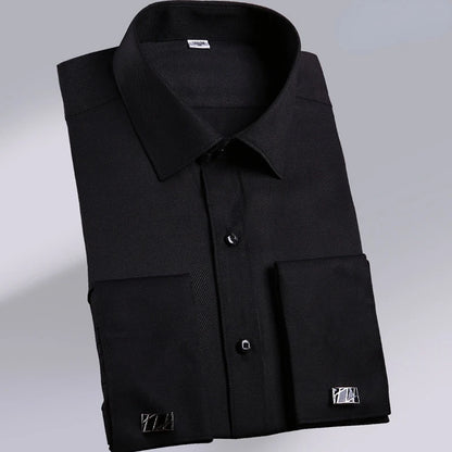 Chemise de Smoking à Manches sulfpour Homme, Tenue Décontractée, Coupe Cintrée, Couleur Unie, Document Français, Qualité