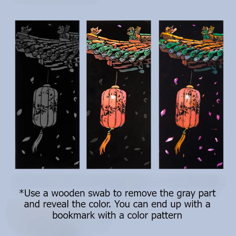 Marque-page à gratter pour scène de nuit de ville de renommée mondiale, 12 pièces, élimine le revêtement gris, peinture à la main, jouets amusants faits à la main pour enfants, marqueur de livre