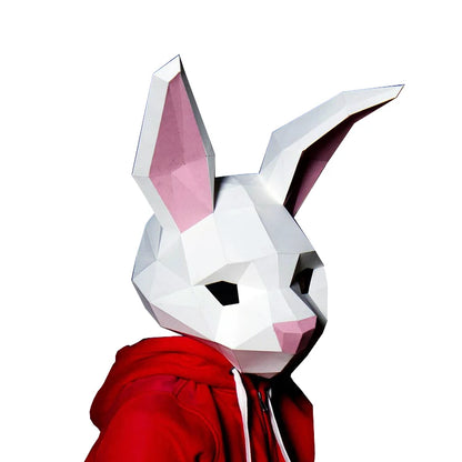 Masque en papier 3D à porter, modèle lapin Animal Cosplay bricolage, couvre-chef Origami Papercraft noël Halloween bal Party, cadeau pour filles