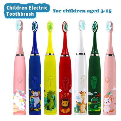 Enfants brosse à dents électrique sonique dessin animé enfants avec remplacer la tête de brosse à dents brosse à dents électrique Ultra sonique tête de brosse sonique