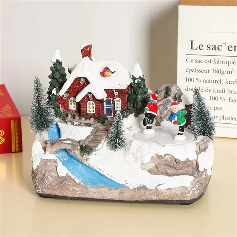 Statue de musique rotative de noël, décoration de maison, ornements de bureau, cadeaux de vacances 12k