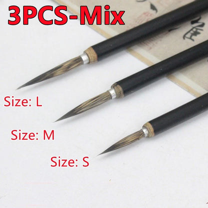 Nouveau 6/3/1PC pinceau de calligraphie chinoise céramique crochet ligne pinceau à peinture Fine stylo belette souris moustaches pierre blaireau cheveux pinceau