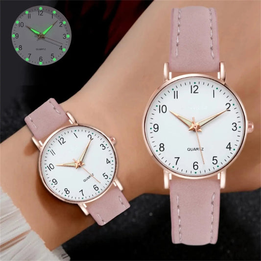 Montre-bracelet en cuir Shoous pour femme, montre simple  à quartz élégante,