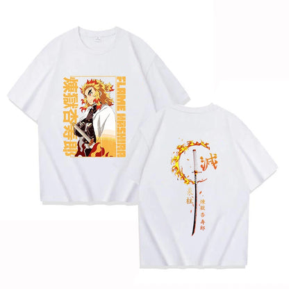 Nouveau Anime Rengoku Kyoujurou T-shirt unisexe à manches courtes col rond été motif décontracté impression T-shirt haut T-shirt