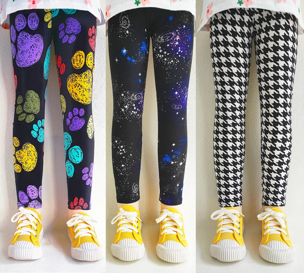 Leggings doux pour filles, pantalons pour enfants, imprimé de fleurs, slim, élastique, crayon