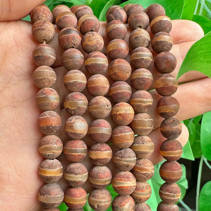 Perles rondes de football tibétaines en pierre naturelle d'agate DZI, 8mm 10mm, entretoise ample ronde pour la fabrication de bijoux, accessoires de bracelet à faire soi-même