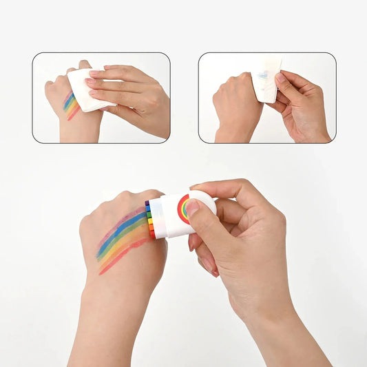 Peinture Crayon arc-en-ciel Kawaii, lavable, Non toxique, accessoires de fête à thème d'anniversaire et d'halloween, Costume de famille Gif, 1 à 3 pièces