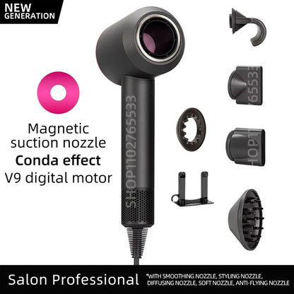 Sèche-cheveux électrique ionique 5 en 1, sèche-cheveux sans lame à grande vitesse, Ion négatif professionnel, 1.8M, Super sans feuilles