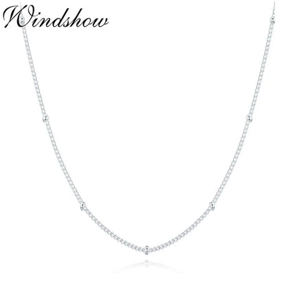 35 cm-80 cm 1mm mince pur 925 perles en argent Sterling gourmette chaîne colliers ras du cou femmes filles bijoux kolye colliers collier ketting