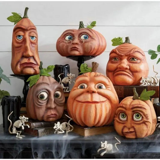 Accessoires de Décoration Extérieure d'Halloween, Tête de Citrouille Mutée, ixFantôme, Cour, Jardin Nik
