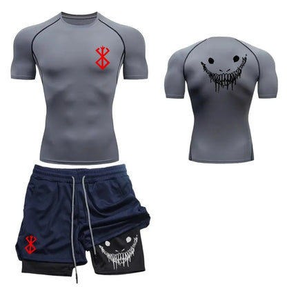 Ensemble de fitness décontracté à la mode pour hommes, vêtements de sport à séchage rapide, shorts + chemise, ensemble 2 pièces, course à pied, entraînement, été
