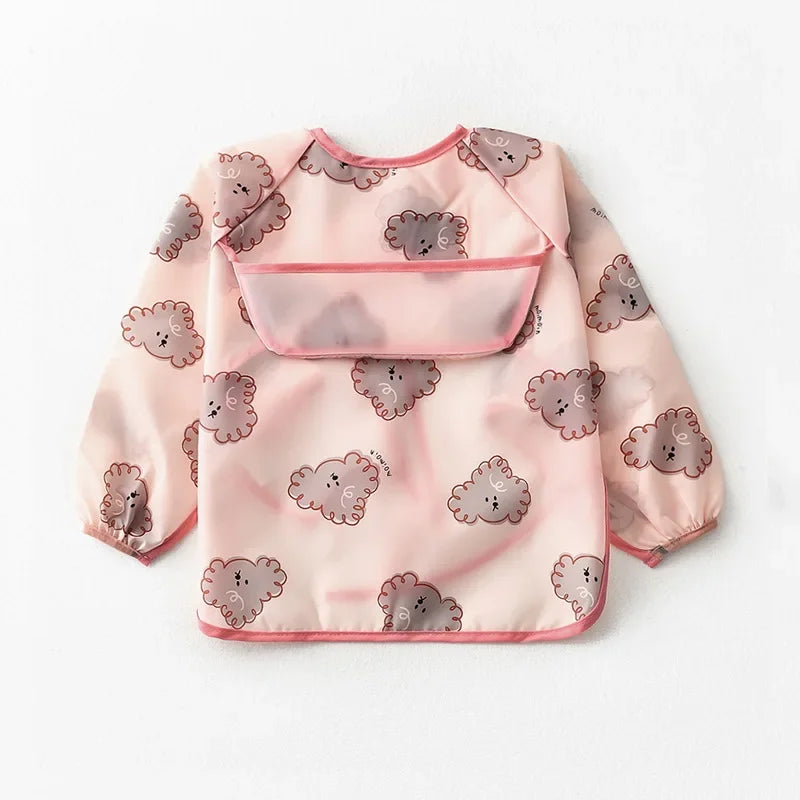 Bavoir imperméable à manches longues pour bébés, bandana coloré de dessin animé mignon, tablier de dessin pour enfants, bavoir d'auto-alimentation pour bébé