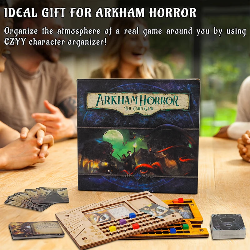 Tableau de bord d'enquêteur, ensemble de 2 panneaux d'organisation de joueurs, accessoires de jeu découpés au Laser en bois pour Arkham Horror LCG