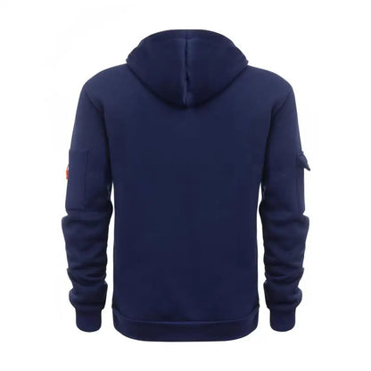 Sweats à capuche zippés multi-poches pour hommes, sweat-shirt de sport, streetwear décontracté, pull Harajuku, manches longues, monochromatique, automne, hiver
