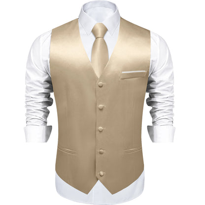 Costume en Satin solide, ensemble gilet et cravate, noir, blanc, bleu, rouge, smoking de mariage pour hommes, gilets d'affaires de luxe, bal de promo, veste sociale sans manches