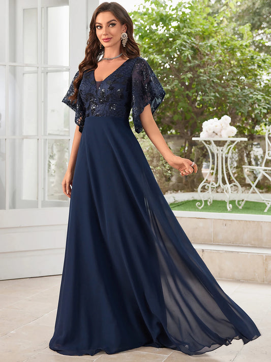 UNITHORSE-Robe de danse en mousseline de soie perlée à col en V, robe de demoiselle d'honneur, élégante, fête des patients