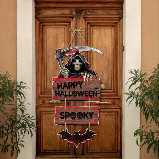 Décorations suspendues d'halloween, décoration murale de porte fantôme chauve-souris, ornements de citrouille pour fête, maison hantée, décorations de scène de Bar