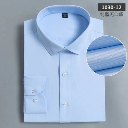 Nouveau coton hommes classique à manches longues robe chemise poche régulière coupe formelle affaires travail bureau décontracté bouton blanc chemises sociales