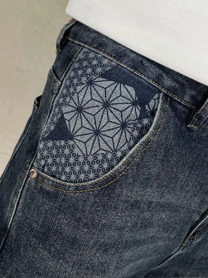 Jean en denim de luxe pour hommes, monochrome, vintage, pantalon élastique délavé, bleu pour l'automne, designer Baggy FJJ, nouveau