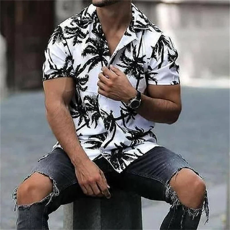 AMP Tree-Chemise hawaïenne imprimée en 3D pour hommes, chemise de plage pour hommes, chemisier à manches courtes, chemises en Y à la mode, 3XL, 2023