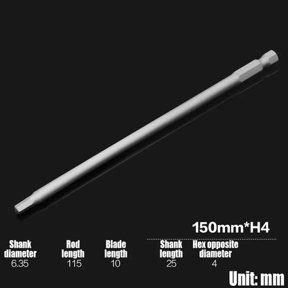 Foret Allen à tête hexagonale H2-H10, 75mm, 150mm, 200mm, embout de tournevis hexagonal électrique, tête de lot magnétique, tournevis à percussion, 1 pièce