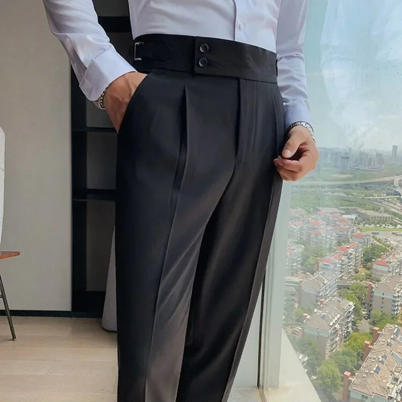 FjPlus-Pantalon à Jambes Larges pour Homme, Vêtement Formel, de Luxe, Fin, Décontracté, Tissu de Travail, Grande Taille, Gris, Été, Offre, 2024