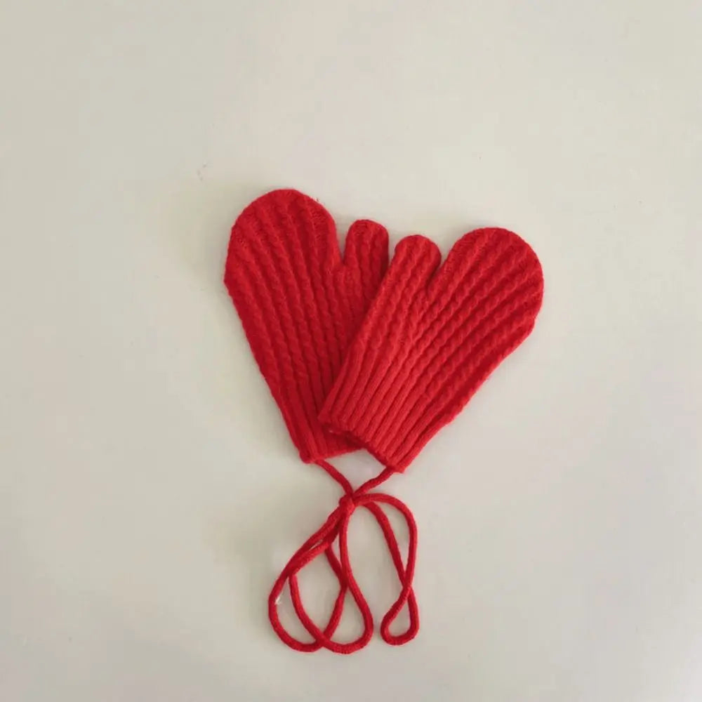 Gants en tricot résistants au froid pour enfants, mitaines chaudes, gants à laçage décontractés, document solide, automne, hiver, nouveau